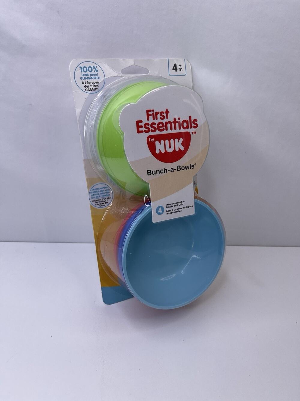 First Essentials by NUK Bunch-a-Bowls 4 Pack Infant Feeding Bowls Lids NIB